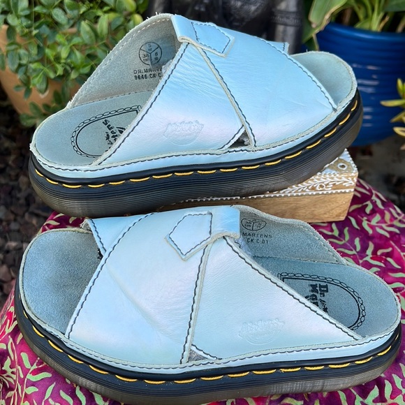 🏴󠁧󠁢󠁥󠁮󠁧󠁿 Dr. Martens Daisy MIE Blue Opal Chunky Platform Slides UK 5 - Picture 14 of 17